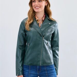 FDJ French Dressing Jeans Faux Leather Moto Jacket, Spruce